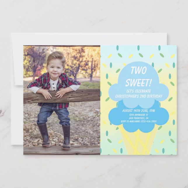 Ice Cream 2:a födelsedagen Inbjudningar (Framsida)