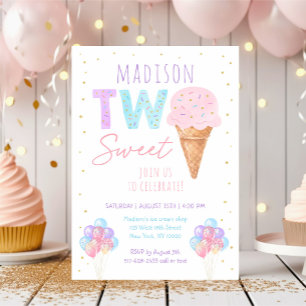 Ice Cream 2 Sweet 2 Birthday Inbjudningar