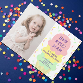 Ice Cream 3:e födelsedagen Inbjudningar