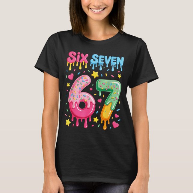 Ice Cream 67 Meme Funny Six Seven Gen Alpha Slang  T Shirt (Framsida)