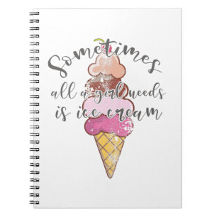 Ice Cream Älskare Gift Girl BEeds Ice Cream Gift Anteckningsbok