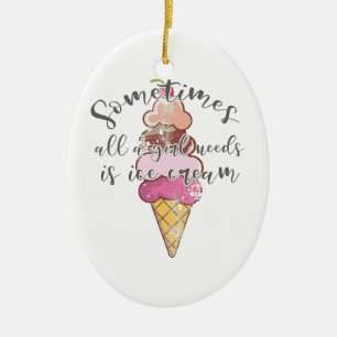 Ice Cream Älskare Gift Girl BEeds Ice Cream Gift Julgransprydnad Keramik
