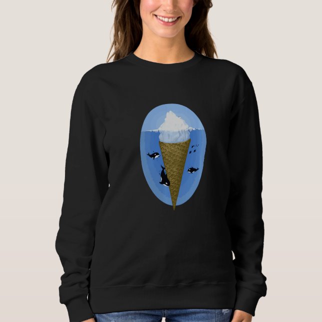 Ice Cream Älskare Iceberg i Ocean Surreal Orca Wha T Shirt (Framsida)