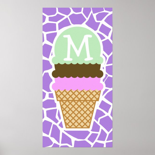 Ice Cream; Amethyst Purple Giraffe Animal Print Poster (Framsidan)