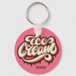 Ice Cream anpassningsbar monogram och färg nyckelr Nyckelring