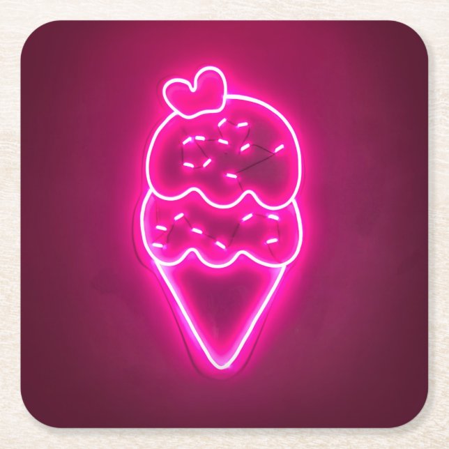 Ice Cream Art Strawberry Ice Cream Clip Art Painti Underlägg Papper Kvadrat (Framsidan)