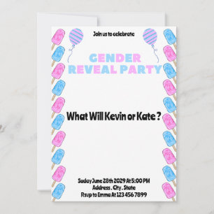 Ice Cream Baby Gender Reveal bjudan Inbjudningar