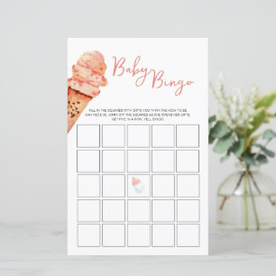 Ice Cream Baby Shower Bingo-spel