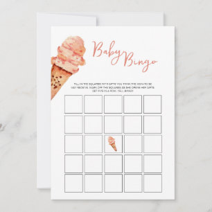 Ice Cream Baby Shower Bingo-spel Inbjudningar