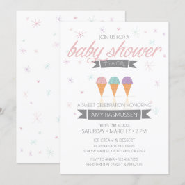 Ice Cream Baby Shower-inbjudan - det är en flicka Inbjudningar