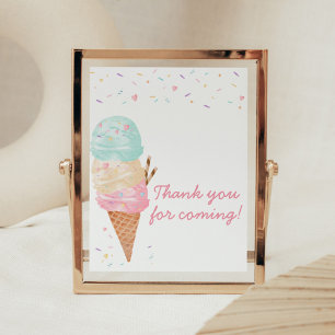 Ice Cream Baby Shower Tack för att du kom Poster