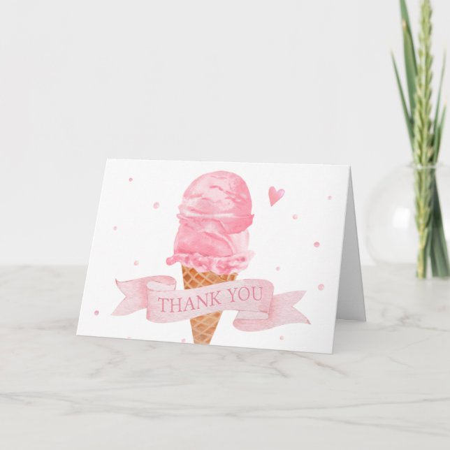 Ice Cream Baby Shower Tack Kort (Framsida)