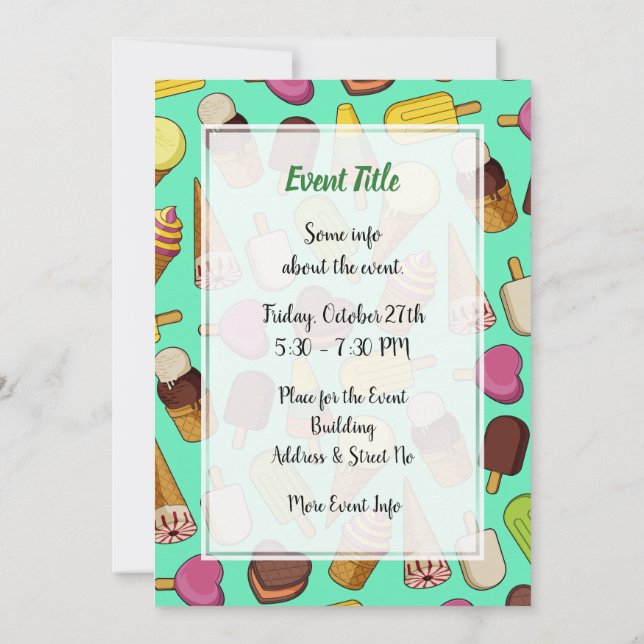 Ice Cream Background Inbjudningar (Baksida)