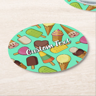 Ice Cream Background Underlägg Papper Rund