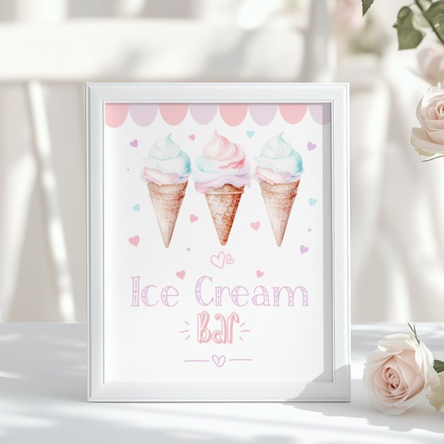 Ice cream Bar Pastel birthday party Poster (Skapare uppladdad)