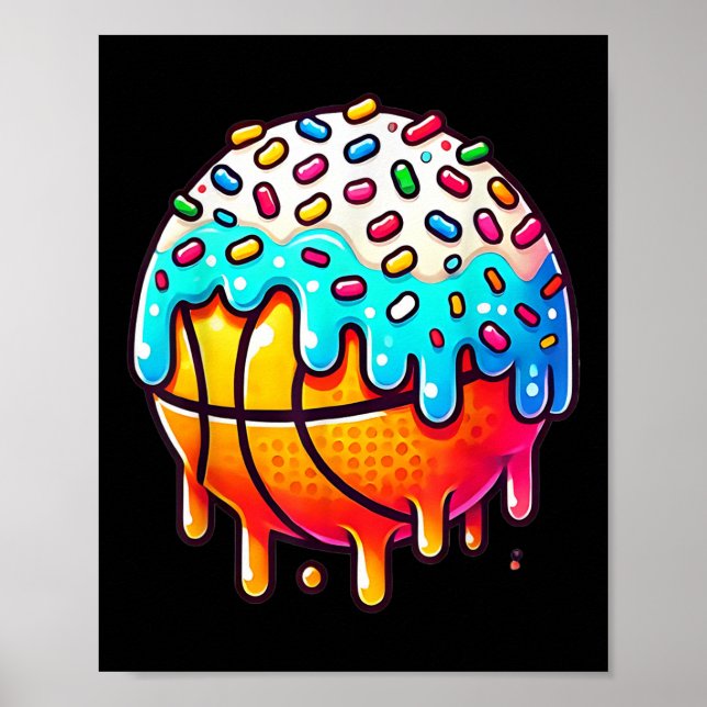 Ice Cream Basketball Drip Boys Girls Kids Basketba Poster (Framsidan)