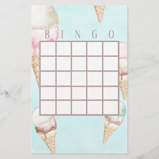 Ice Cream Bingo-kort Flygblad (Framsidan)