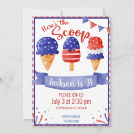 Ice Cream Birthday 4 Patriotic The Scoop Inbjudningar