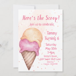 Ice Cream Birthday bjudande, 6e Birthday Inbjudningar