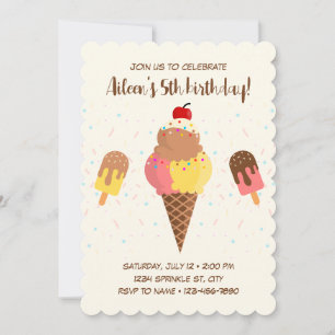 Ice Cream Birthday-inbjudan Inbjudningar