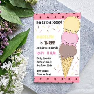 Ice Cream Birthday-inbjudan Inbjudningar