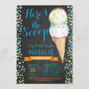 Ice Cream Birthday-inbjudan Sommar-kalkboard Inbjudningar