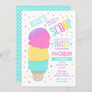 Ice Cream Birthday-inbjudan Sweet Firande Inbjudningar