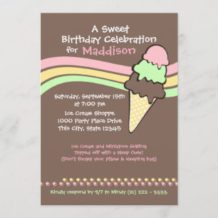Ice Cream Birthday och Sömn över Inbjudningar