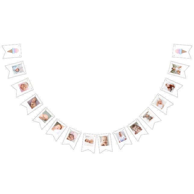 Ice Cream Birthday Photo Banner Vimplar (Alla)