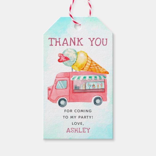 Ice Cream Birthday Tack Presentetikett (Framsidan)