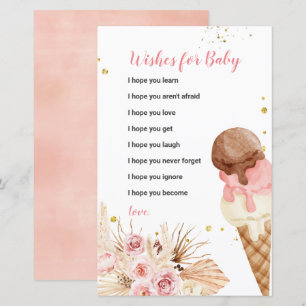 Ice Cream Boho Blommigt Önskemål för Baby Card