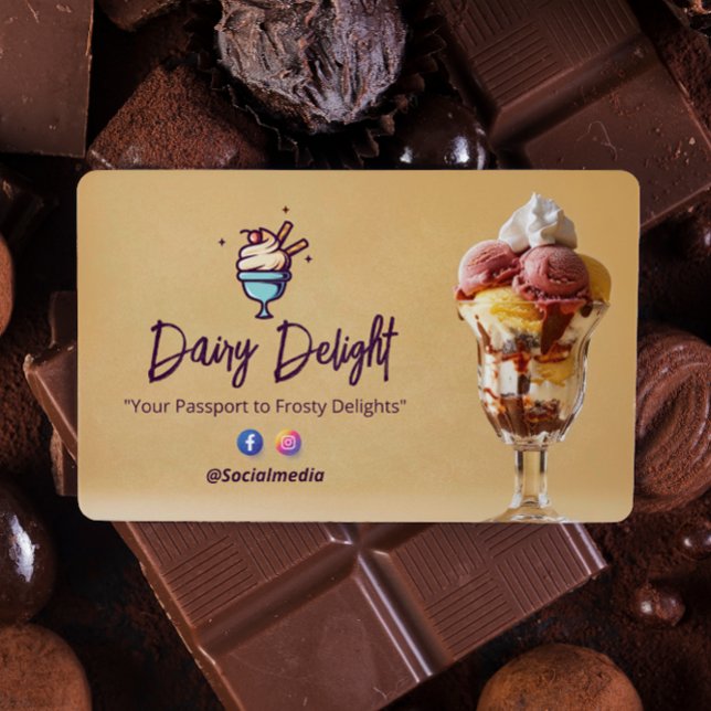 Ice Cream Business | Delicious Sundae Brown Visitkort (Skapare uppladdad)