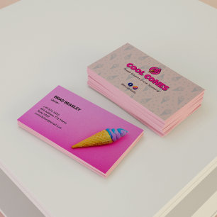 Ice Cream Business Minimalistisk Rosa Visitkort