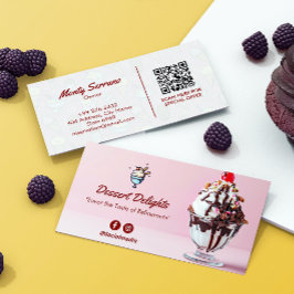 Ice Cream Business | Rosa Cute Barcode Visitkort