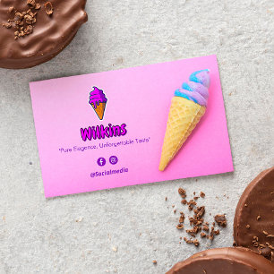 Ice Cream Business Rosa Cute Barcode Visitkort