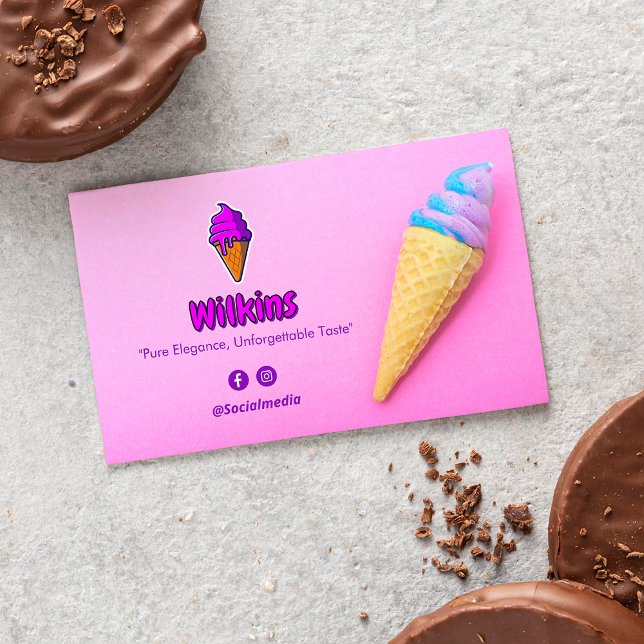 Ice Cream Business | Rosa Cute Barcode Visitkort (Skapare uppladdad)