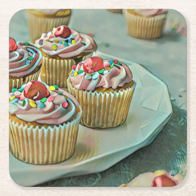 Ice cream cake underlägg papper kvadrat (Framsidan)
