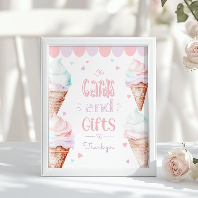 Ice cream Cards and gifts birthday pastel Poster (Skapare uppladdad)