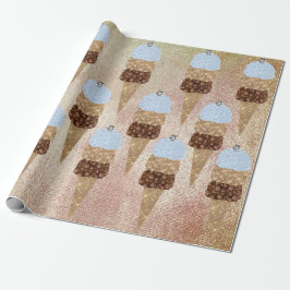 Ice Cream Chocolate Blue Metallic Ro Guld Linen Presentpapper