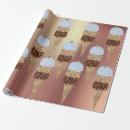Ice Cream Chocolate Blue Metallic Ro Guld Presentpapper