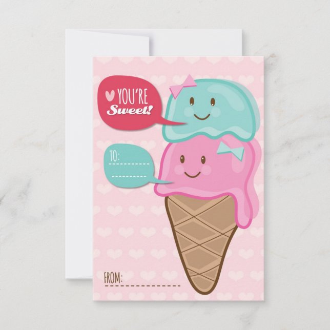 Ice Cream Classroom School Kids Valentindagen Inbjudningar (Framsida)