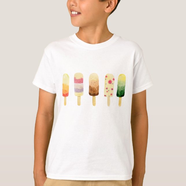 Ice Cream Colorful Watercolor T Shirt (Framsida)