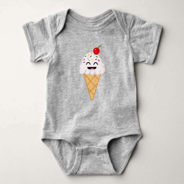 Ice Cream Cone Baby One-Biet T Shirt (Framsida)