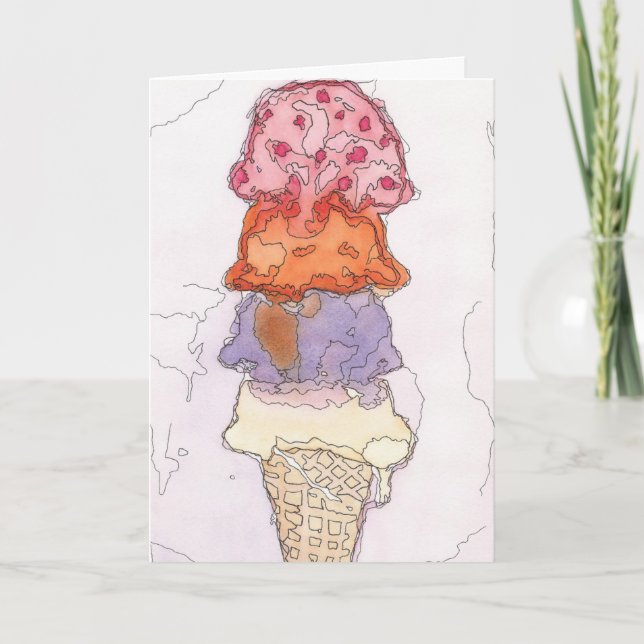 Ice Cream Cone Birthday Card Kort (Framsida)