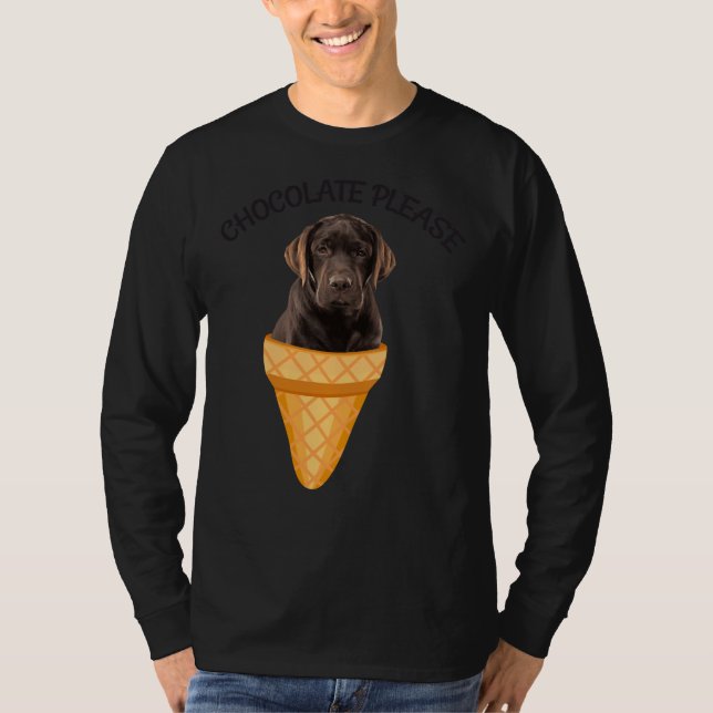 Ice Cream Cone Chocolate Labrador Retriever Hund P T Shirt (Framsida)