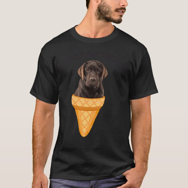 Ice Cream Cone Chocolate Labrador Retriever Hund P T Shirt (Framsida)