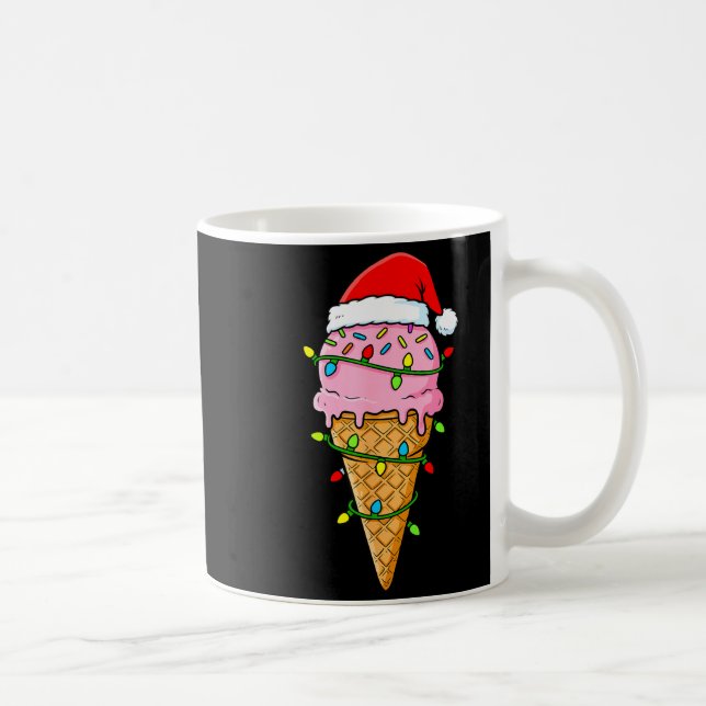 Ice Cream Cone Christmas Lights Santa Hat Food Xma Kaffemugg (Höger)