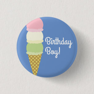 Ice Cream Cone Cute 1st Birthday Button Pin Knapp