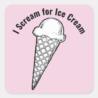 Ice Cream Cone Design Vinyl Sticker Fyrkantigt Klistermärke