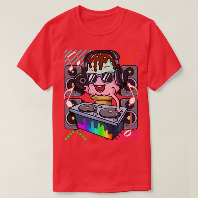 Ice Cream Cone DJ Dance Music Electronic Hip hop T Shirt (Design framsida)